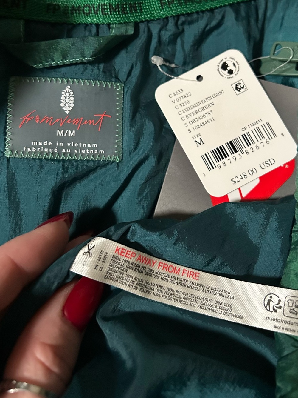 New RARE Free People Movement In A Bubble Patch Puffer Jacket in Evergreen - Picture 3 of 16